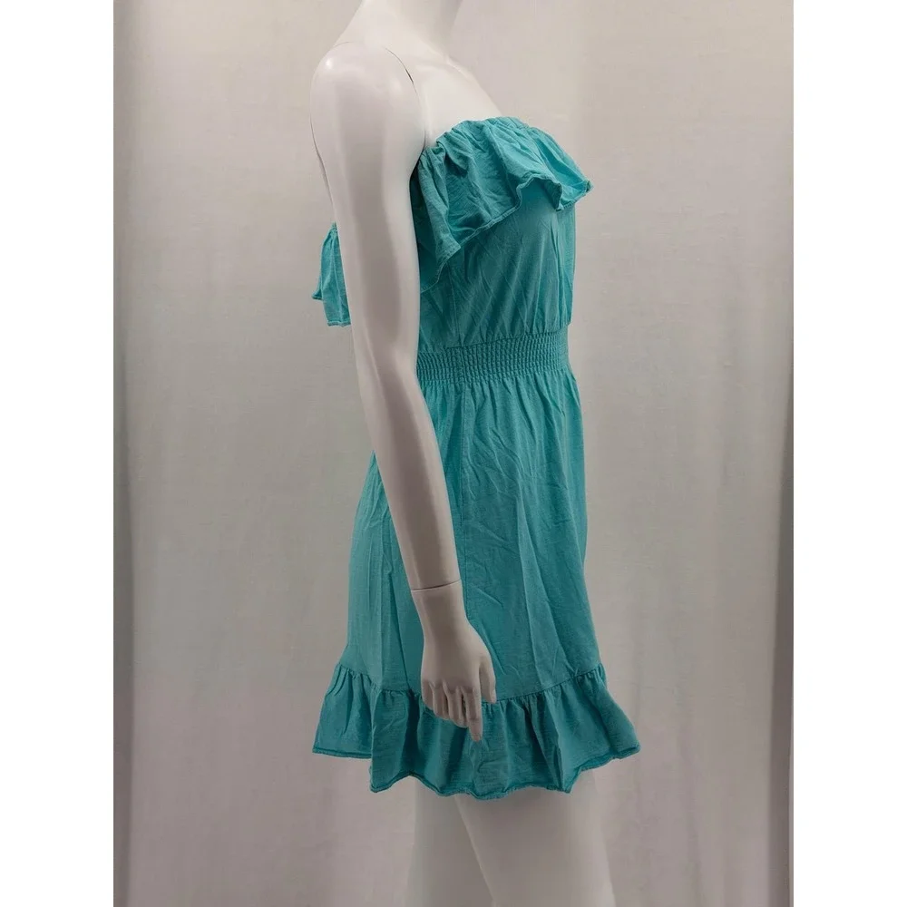Lilly Pulitzer Dress Women XS Blue Strapless Ruffle Beach Summer Vacation Cotton - Picture 3 of 14
